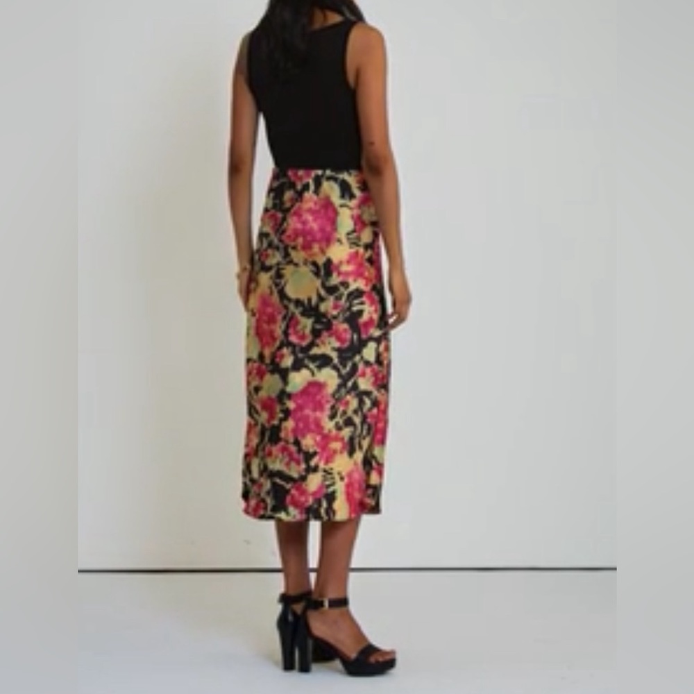 Lauren Ralph Lauren Silk Satin Charmeuse Floral Midi Skirt - Picture 7 of 7